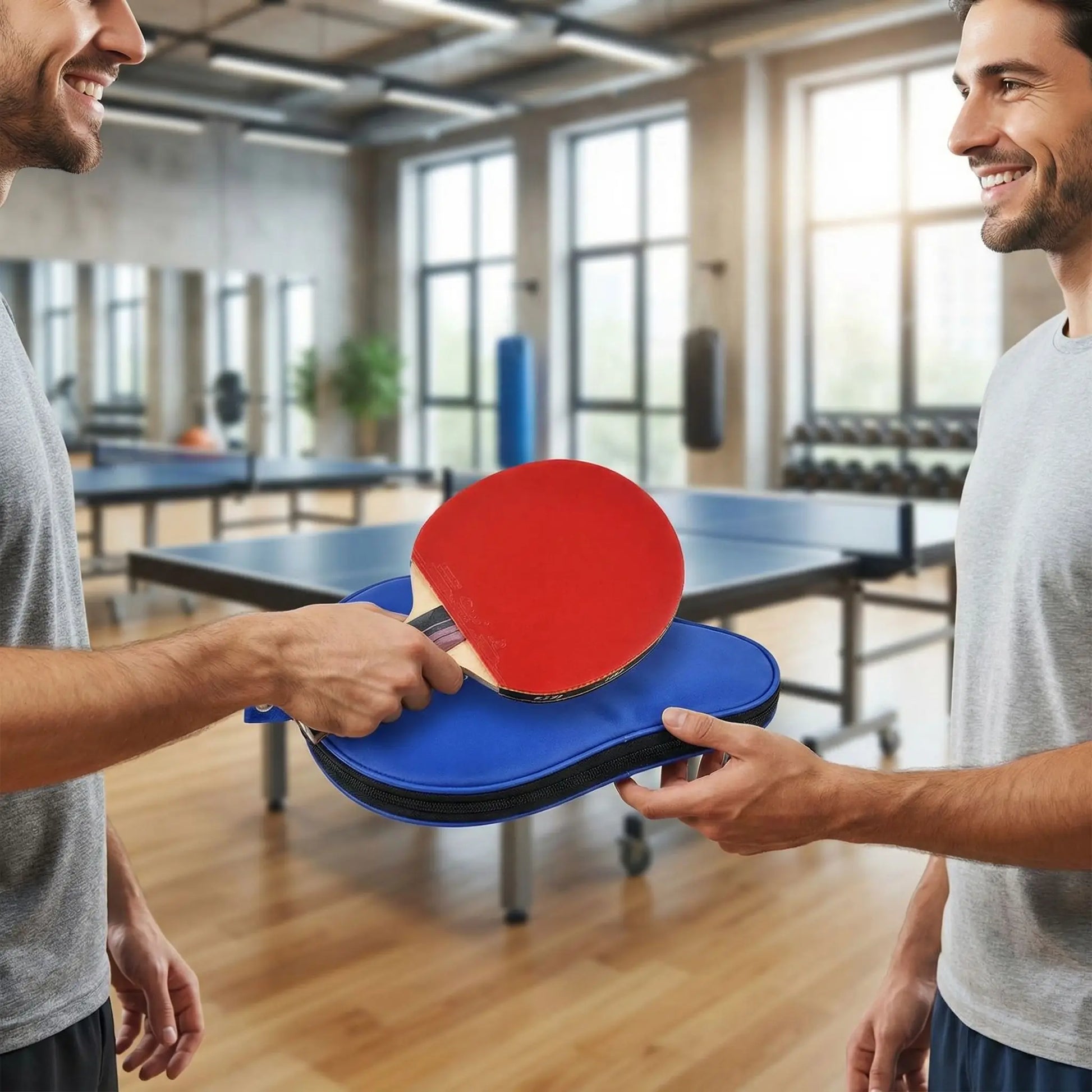 Ami donne raquette de ping pong