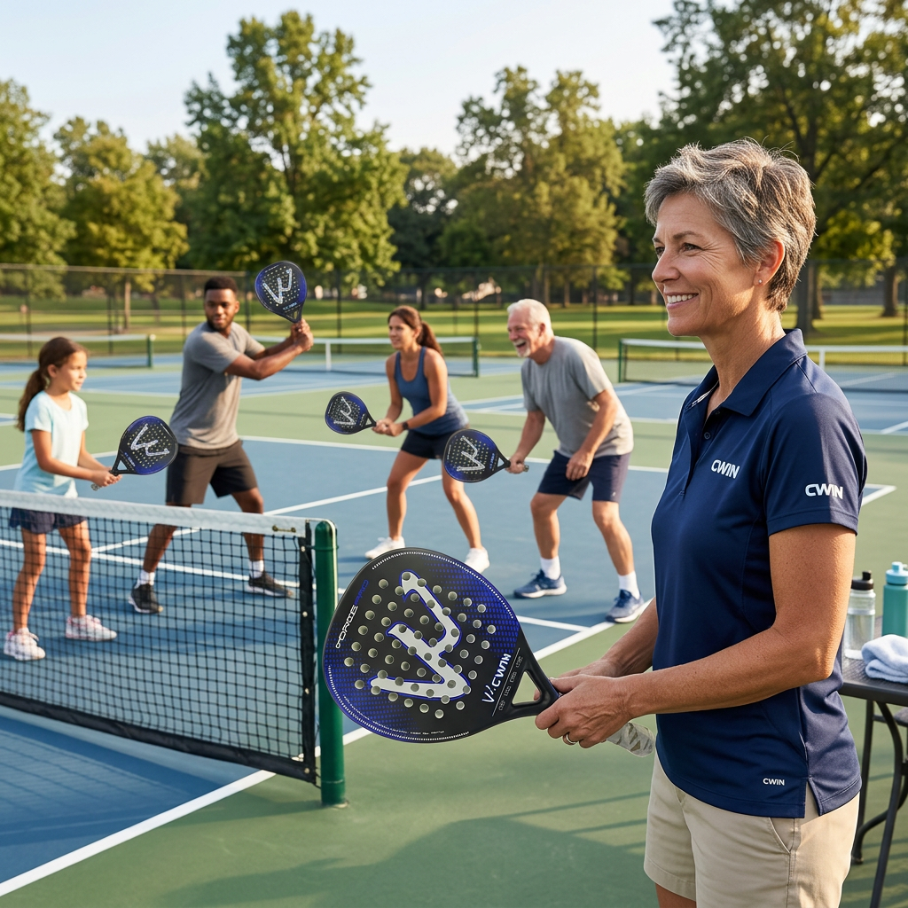 Entraineure et ses élèves avec padel raquette