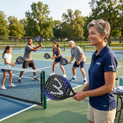 Entraineure et ses élèves avec padel raquette