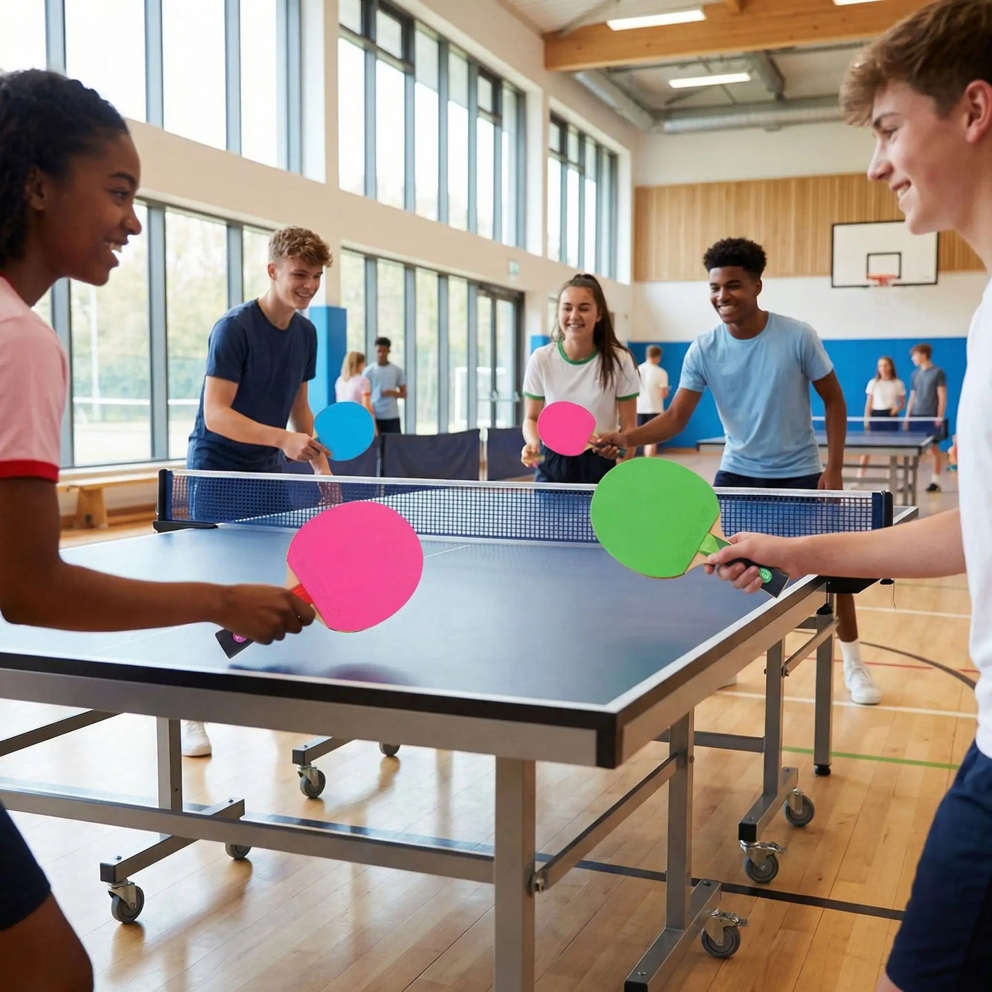 Etudiant raquette ping pong ecole