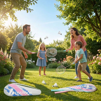 Famille joue raquette de badminton