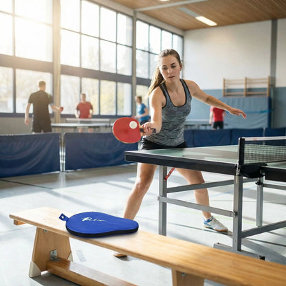 Femme raquette de ping pong