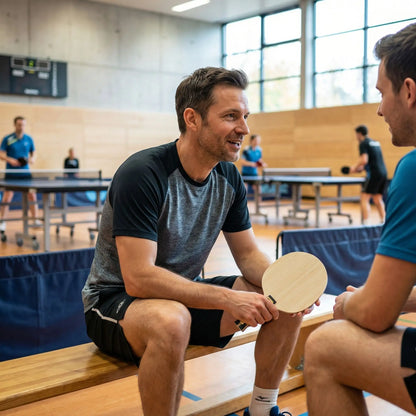 Homme en pause raquette ping pong