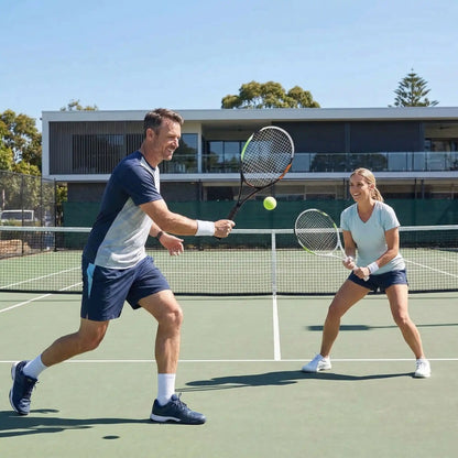Homme femme avec raquette tennis