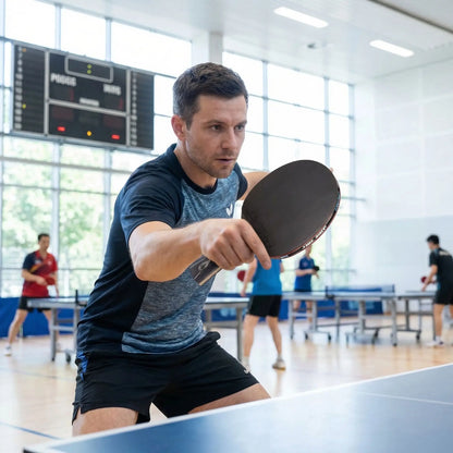 Homme raquette de ping pong ligue