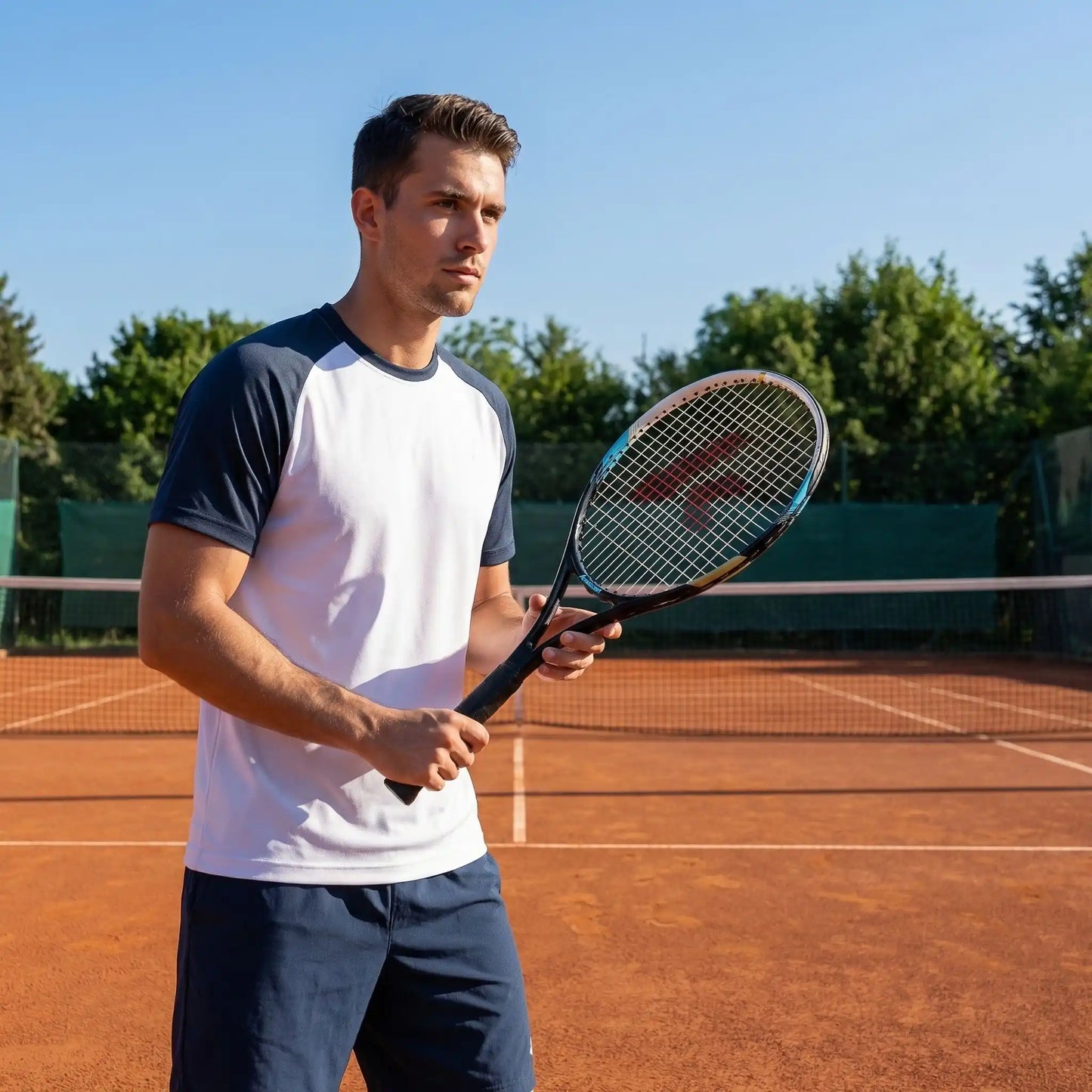 Homme raquette tennis noire