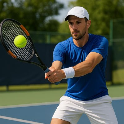 Joueur fait un coup au filet avec sa balle de tennis