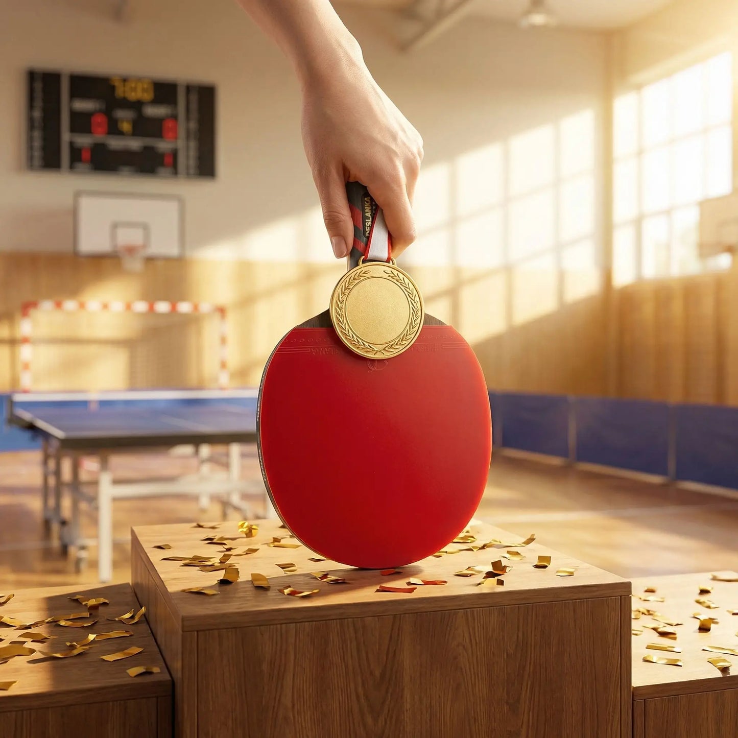 Médaille or raquette de ping pong
