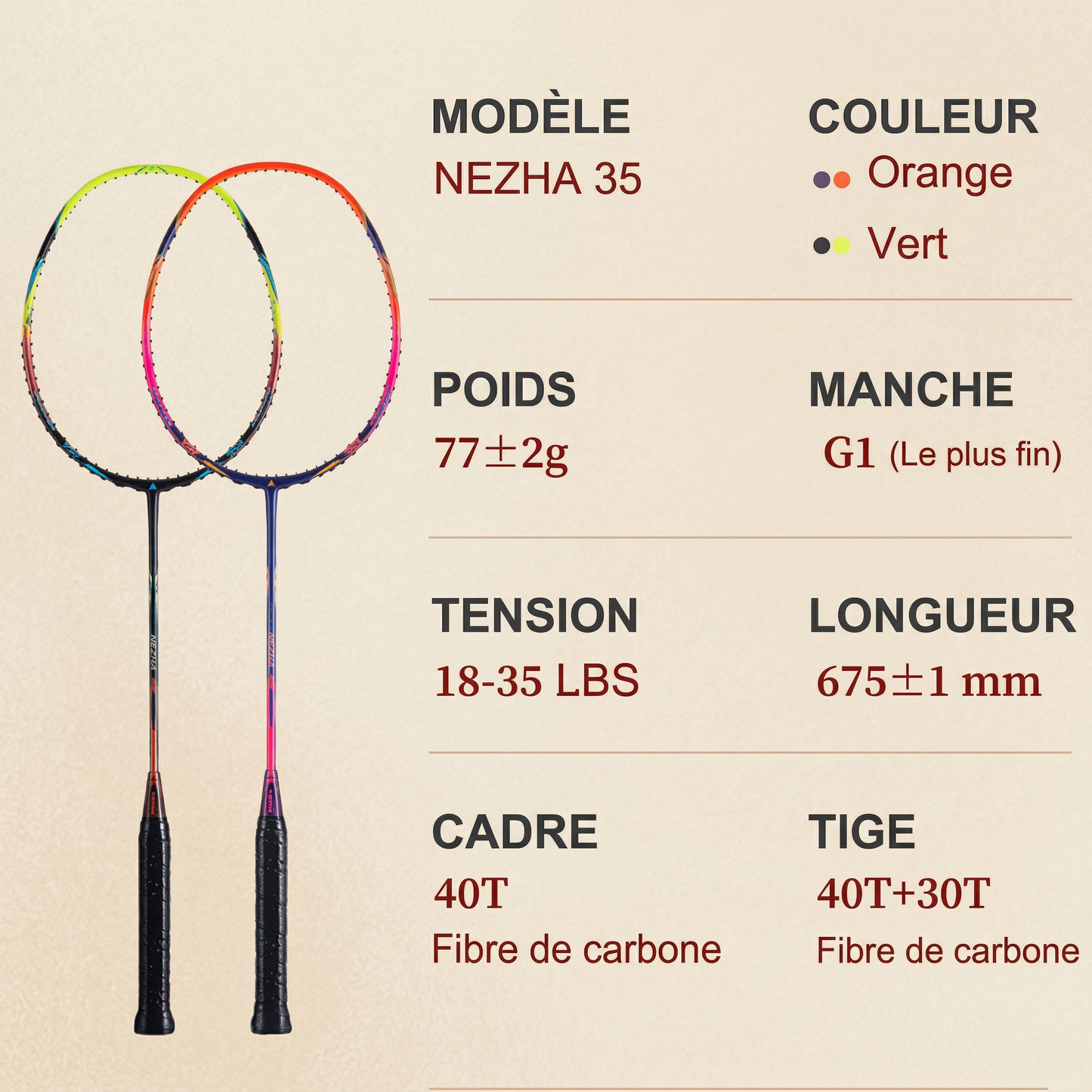 Description raquette badminton