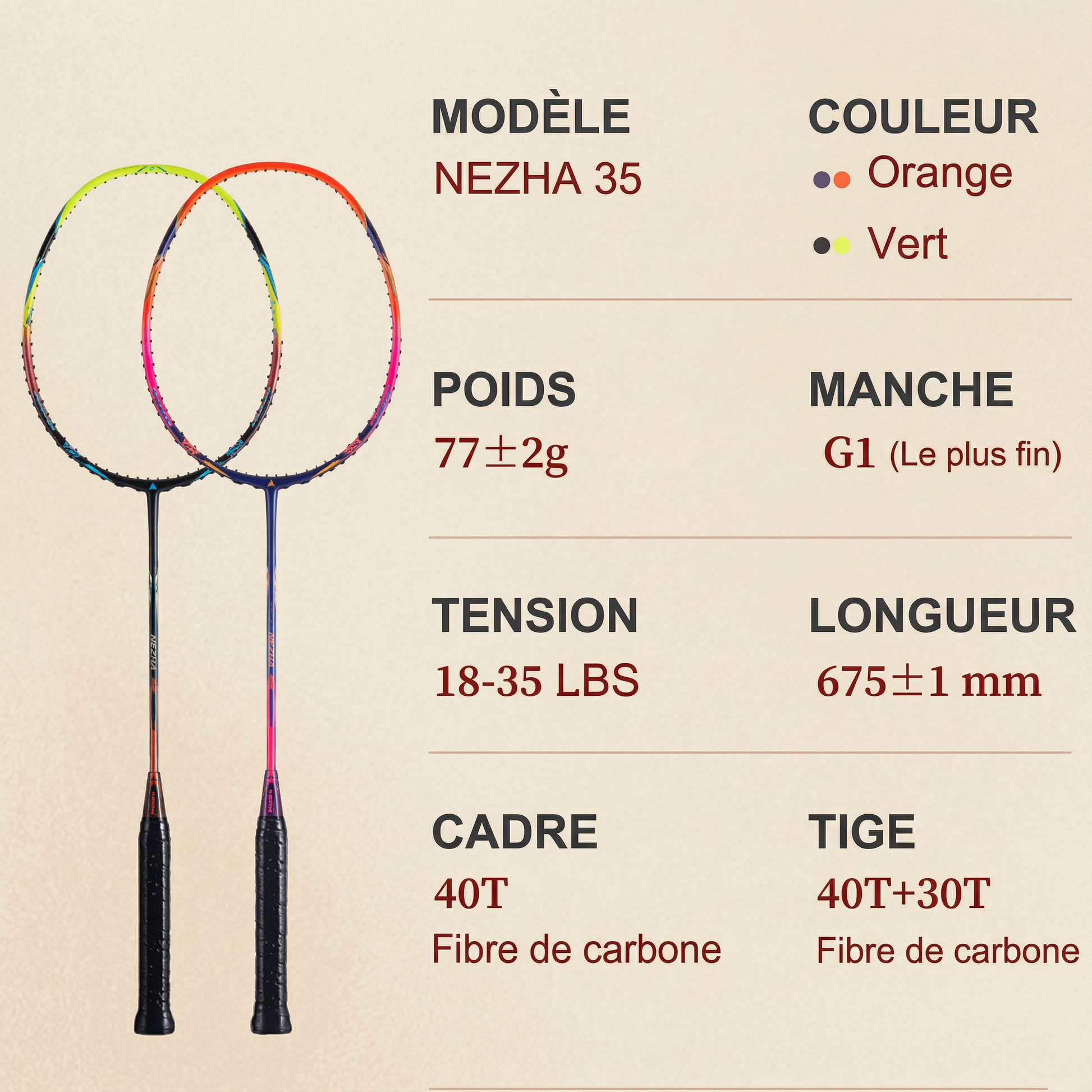 Description raquette badminton
