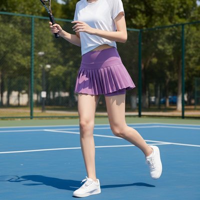 Echauffement sur terrain avec tennis jupes