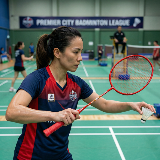 Femme joue raquettes badminton