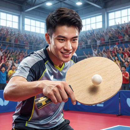Homme en tournoi avec sa raquette ping pong 7 couches