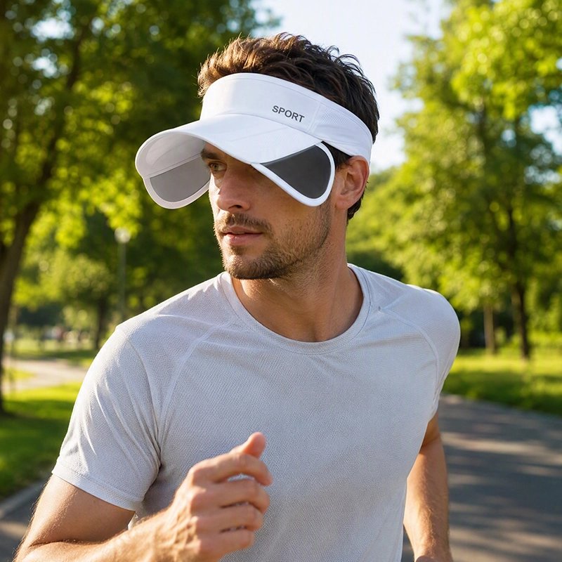 Homme fait du jogging avec sa casquette à visière
