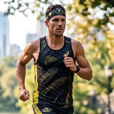 Homme fait du jogging avec son bandeau sport​
