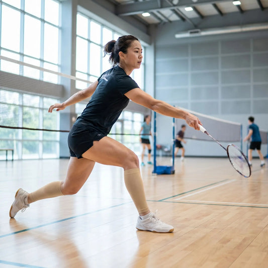 Manchon de compression mollet beige badminton