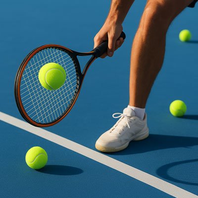 Petit coup près de la ligne de fond avec balle de tennis 