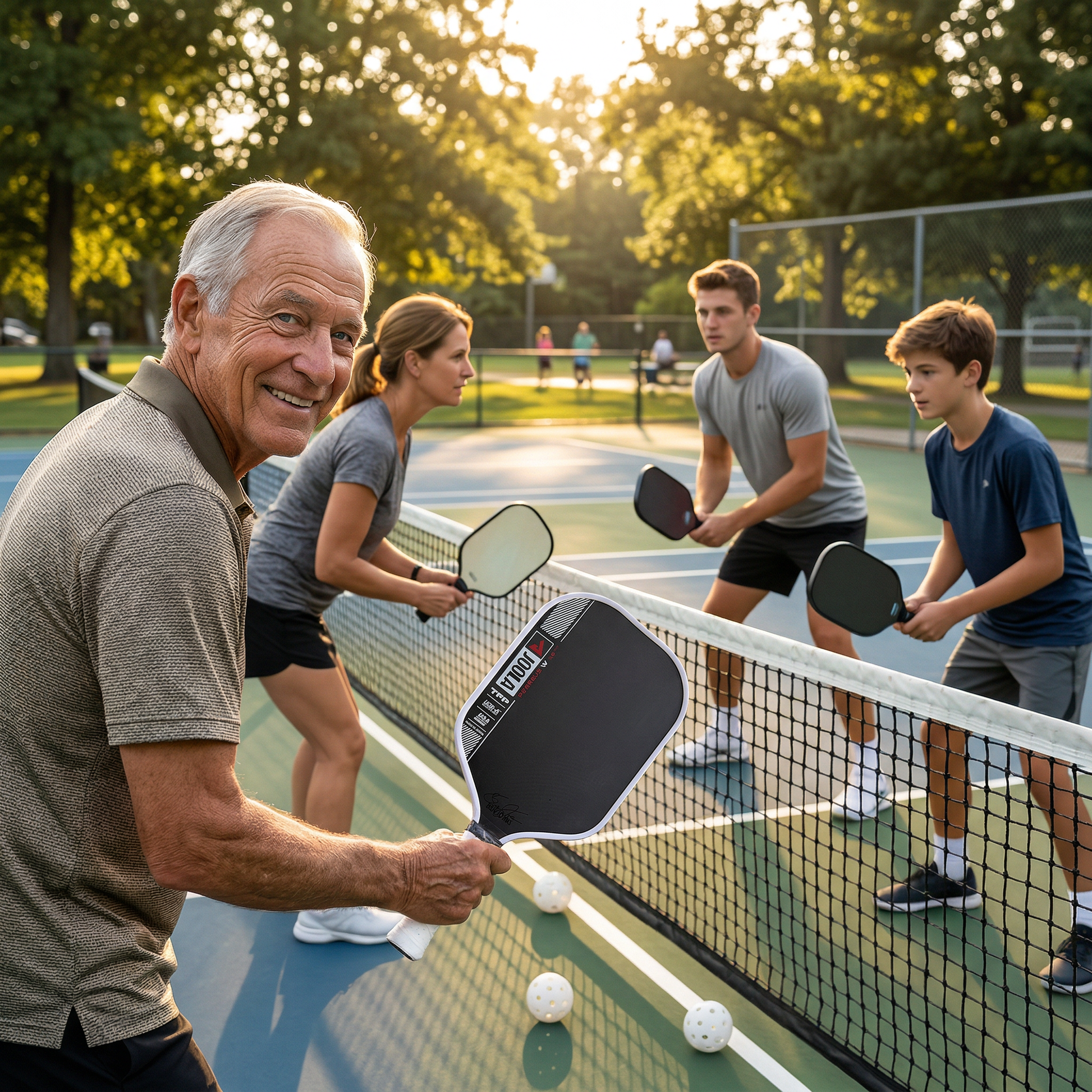 Pickleball raquette heureux de jouer
