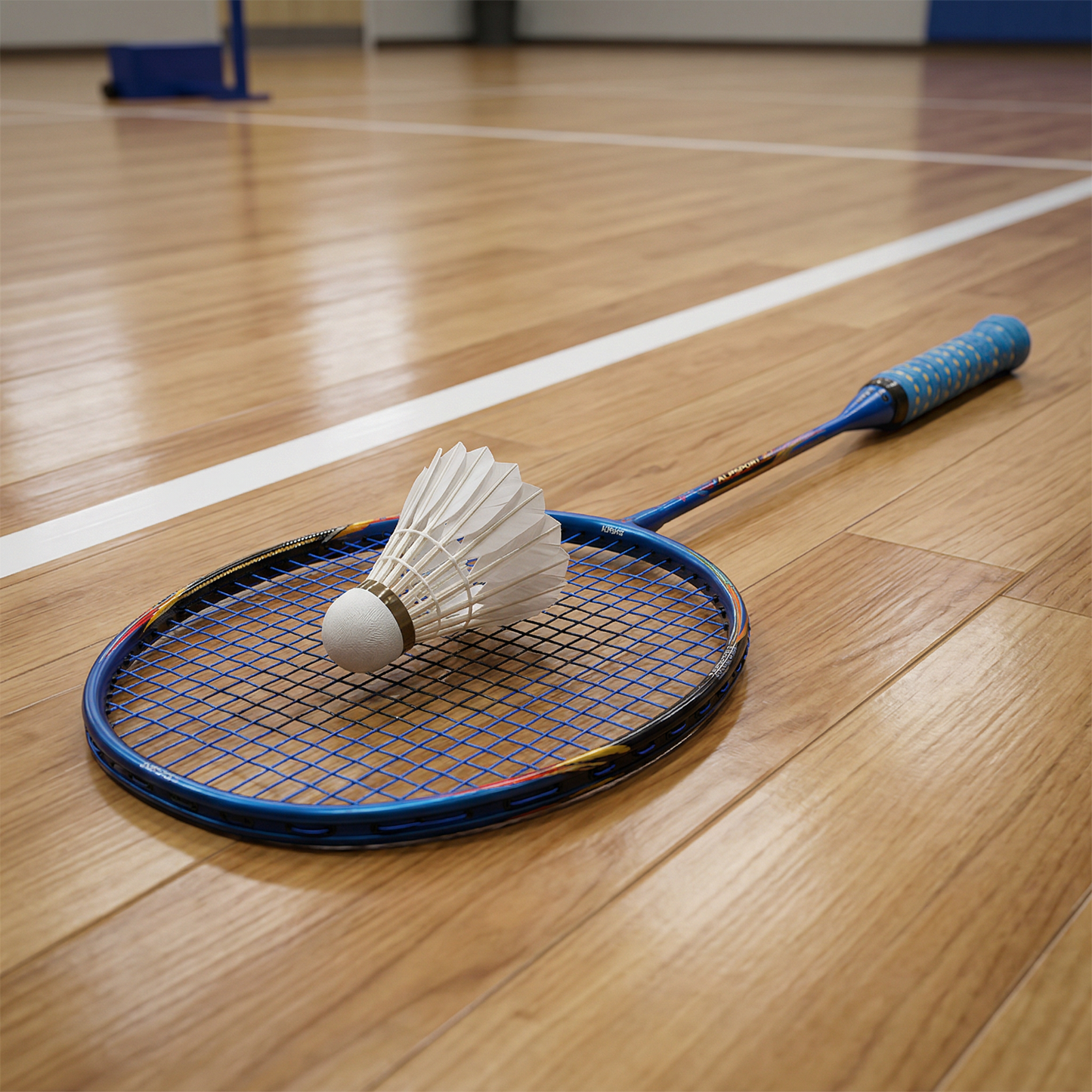 Raquette badminton bleue