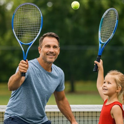 Raquette de tennis pere fille