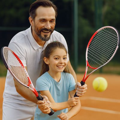 Raquette de tennis rouge familiale