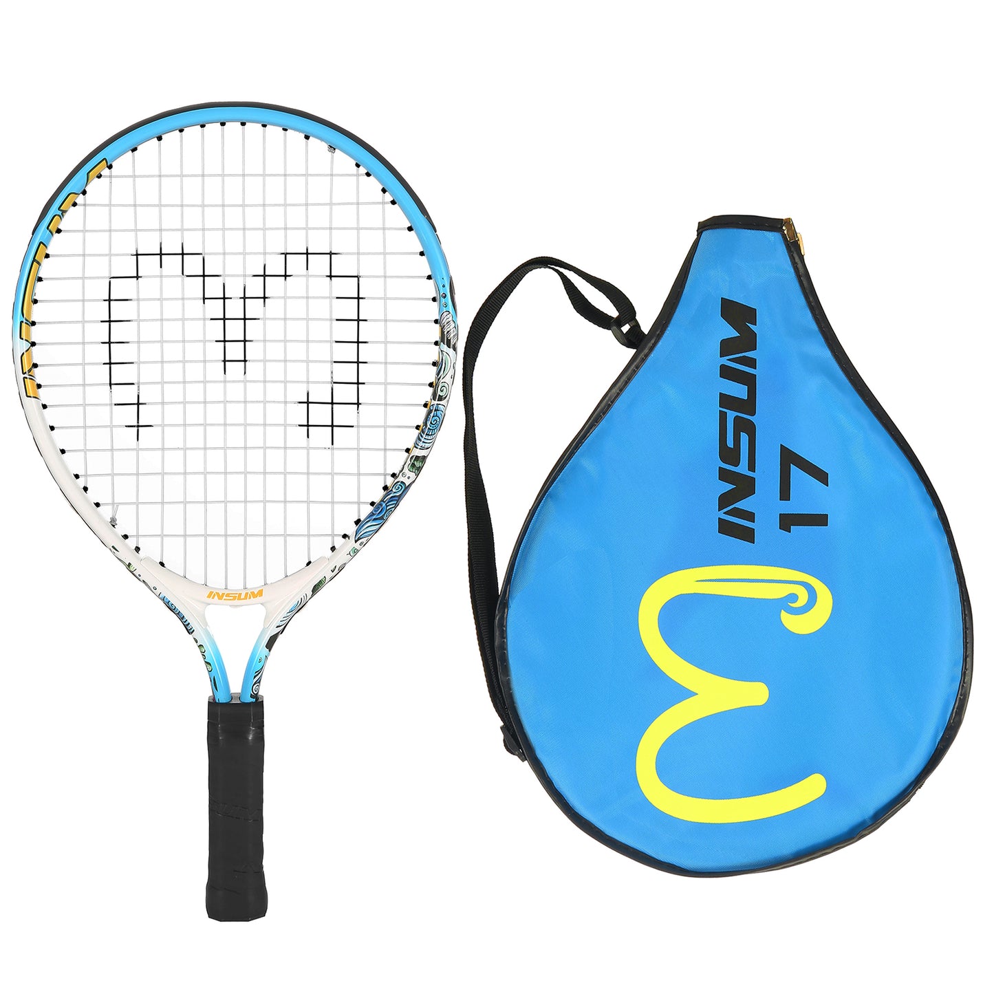Raquette tennis enfant bleue avec etui