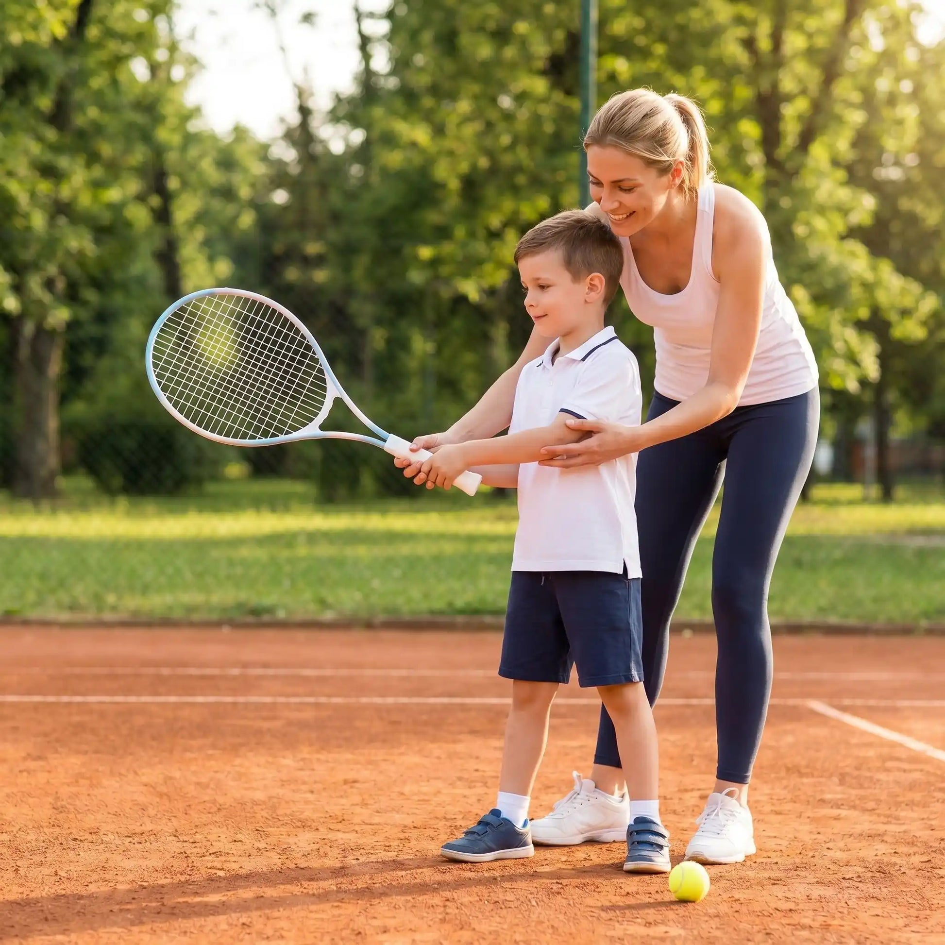 Raquette tennis enfant bleue pâle