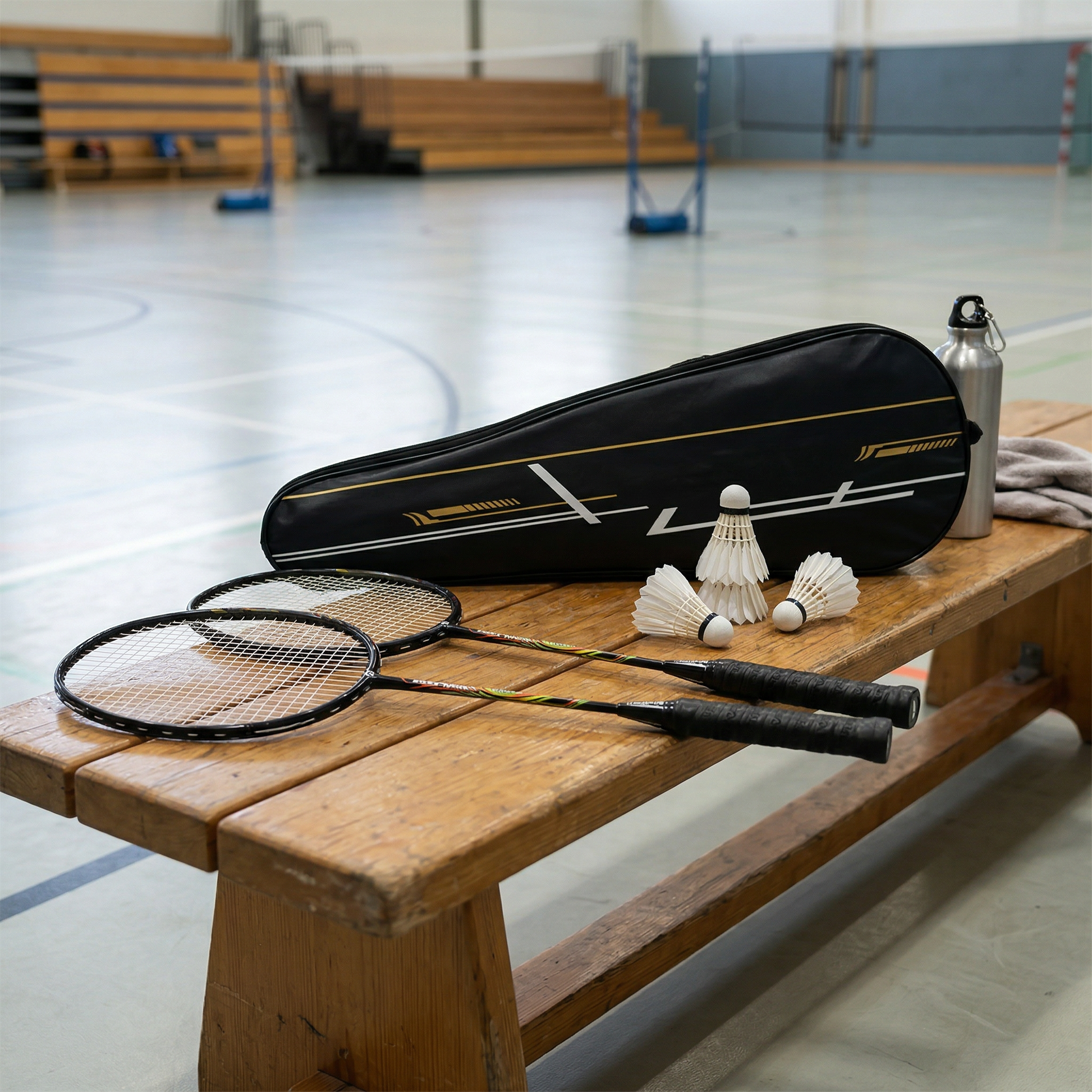 Raquettes badminton noires sac inclus