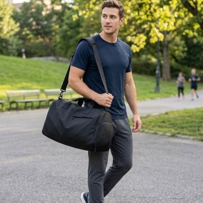 Sac de sport noir en bandoulière